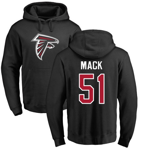 Atlanta Falcons Men Black Alex Mack Name And Number Logo NFL Football #51 Pullover Hoodie Sweatshirts->nfl t-shirts->Sports Accessory